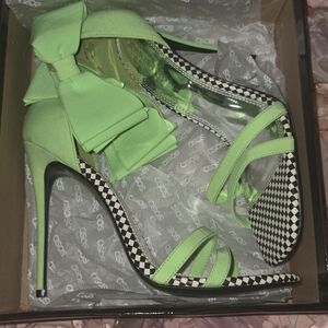ASOS X CHRISTAN COWAN Neon Green Checkered Heels